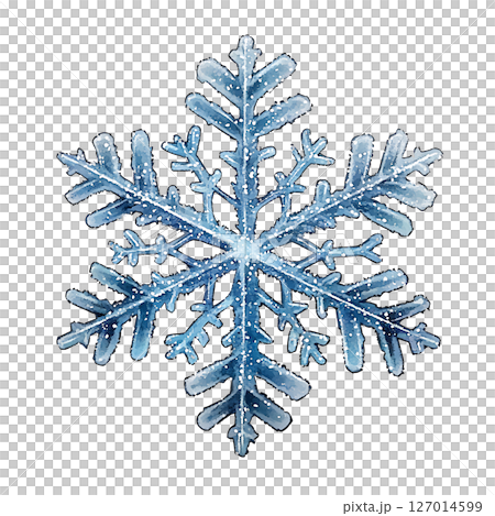 Close up of sparkling snowflake with intricate ice crystal 127014599