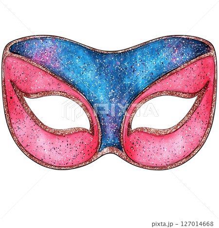 Colorful glitter mask with pink and blue sections festive 127014668