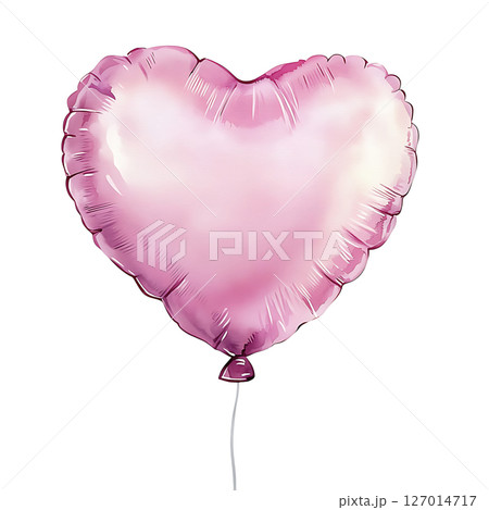 Pink heart shaped balloon floating with string, symbolizing love 127014717