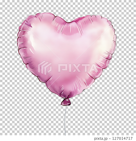 Pink heart shaped balloon floating with string, symbolizing love 127014717