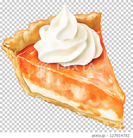 Delicious slice of pie with whipped cream topping, appealing 127014782