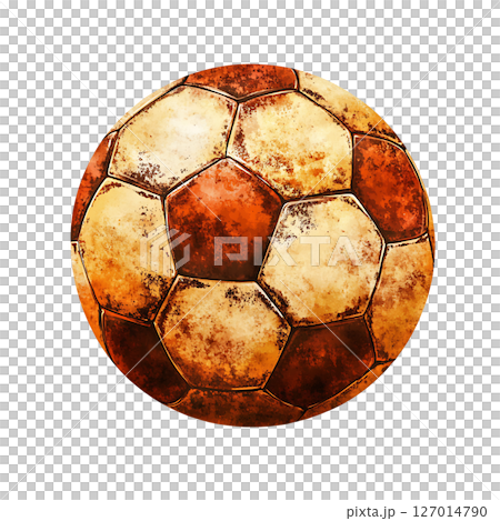 Vintage style soccer ball with weathered, rustic appearance Vintage style soccer ball with weathered, rustic appearance 127014790