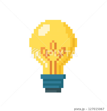 Pixel art 8 bit style of Edison or filament light bulb. Vector illustration 127015067