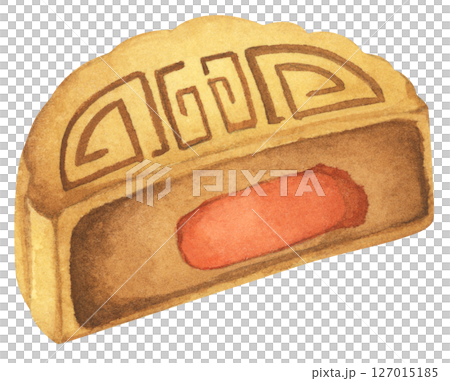 Hand Drawn Mooncakes Illustration, Traditional Chinese Dessert for Mid Autumn Festival, Symbol of Prosperity. Watercolor Illustration. Hand Drawn Mooncakes Illustration, Traditional Chinese Dessert for Mid Autumn Festival, Symbol of Prosperity. Watercolor Illustration. 127015185