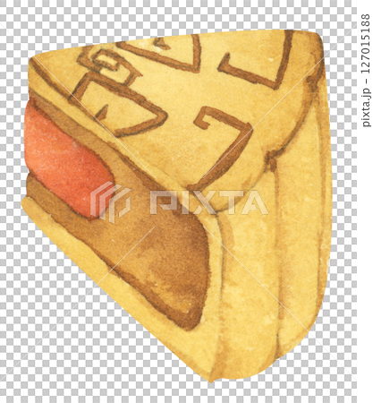 Hand Drawn Mooncakes Illustration, Traditional Chinese Dessert for Mid Autumn Festival, Symbol of Prosperity. Watercolor Illustration. 127015188