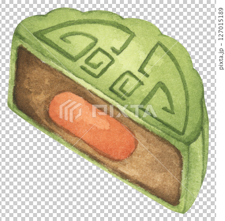 Hand Drawn Mooncakes Illustration, Traditional Chinese Dessert for Mid Autumn Festival, Symbol of Prosperity. Watercolor Illustration. 127015189