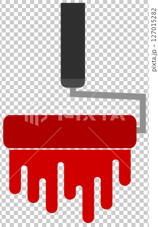 Illustration of painting with a roller to apply oil-based paint or water-based paint 127015282