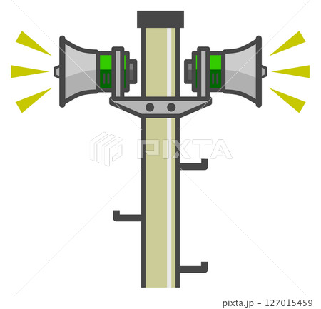 天災の警報や避難勧告を知らせる防災スピーカーのイラスト 天災の警報や避難勧告を知らせる防災スピーカーのイラスト 127015459