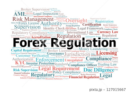 Forex Regulation Word Cloud. Key Terms in Licensing, Compliance, and Financial Oversight 127015667