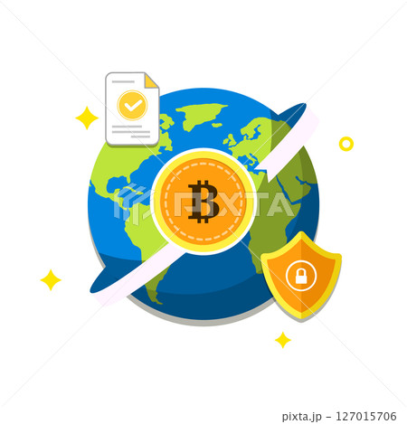 Global Bitcoin Transaction Vector Illustration 127015706