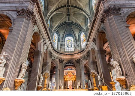 Saint-sulpice church, central nave, Paris, France Saint-sulpice church, central nave, Paris, France 127015963
