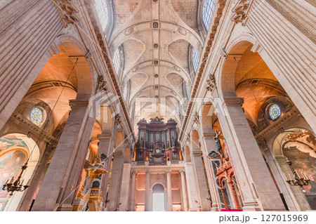 Saint-sulpice church, central nave, Paris, France 127015969