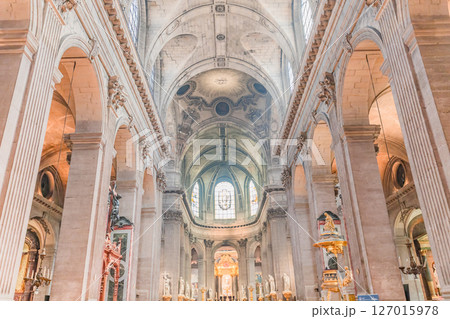 Saint-sulpice church, central nave, Paris, France Saint-sulpice church, central nave, Paris, France 127015978