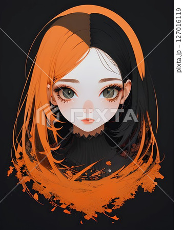 オレンジ色をモチーフにした女性キャラクター 127016119