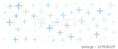 Minimal healthcare pattern with colorful crosses on white. Suitable for hospital apps, medical websites, or science visuals. Clean and repeating composition. Minimal healthcare pattern with colorful crosses on white. Suitable for hospital apps, medical websites, or science visuals. Clean and repeating composition. 127016125