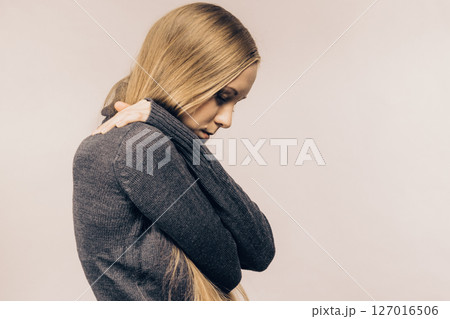 Sad unhappy young female Sad unhappy young female 127016506