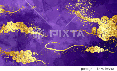 金雲が舞う紫の幻想空間アート 金雲が舞う紫の幻想空間アート 127016548