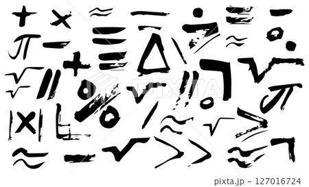 Set of hand drawing black math symbol, collection of mathematics glyph icons drawn in ink, hand drawn line art mathematical symbols vector, sloppy grunge plus and minus signs for students Set of hand drawing black math symbol, collection of mathematics glyph icons drawn in ink, hand drawn line art mathematical symbols vector, sloppy grunge plus and minus signs for students 127016724