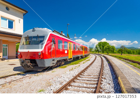 A two-car diesel multiple unit series regional train of the Slovenian Railways 127017353