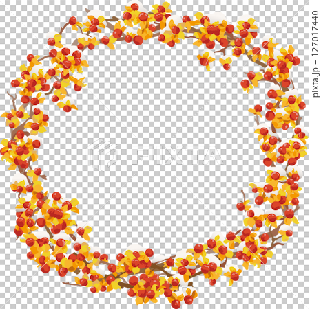 白雪覆蓋的南蛇藤花環 127017440