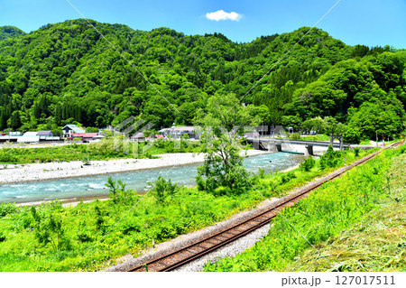 サンテインおたり、中央橋／姫川周辺を望む(長野県小谷村)【2025.6】 127017511