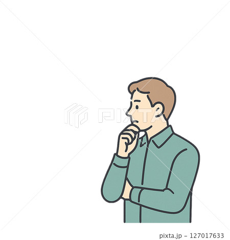 考え込む男性のイラスト（悩み・意思決定・問題解決） 127017633