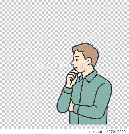 考え込む男性のイラスト（悩み・意思決定・問題解決） 127017633