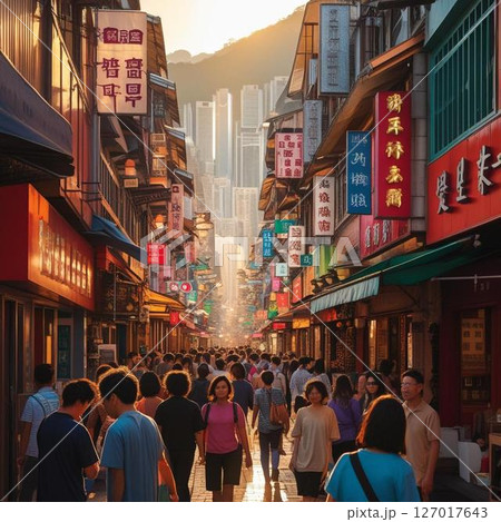 人で賑わうアジアの繁華街 127017643