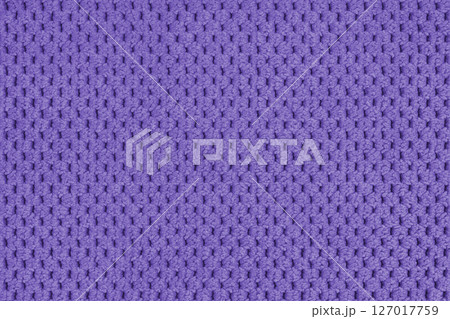 Plain purple velour upholstery fabric, fleecy jacquard, pattern weave macro texture background 127017759