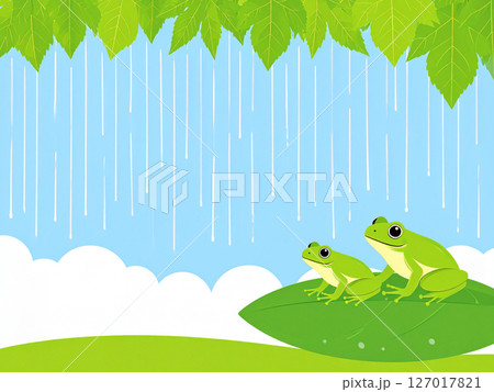 雨　梅雨　アマガエル　カエル 127017821