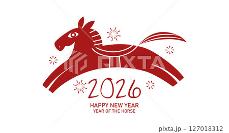 Stylized zodiac horse in paper cut style Stylized zodiac horse in paper cut style 127018312