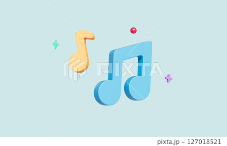 Music Note Icon. 3D Rendering. Music Note Icon. 3D Rendering. 127018521