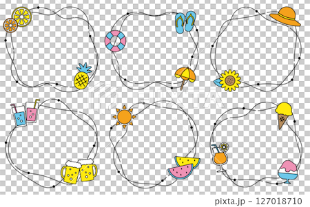 夏季鬆散框架插圖集/黑線素材 127018710