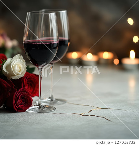 Romantic Dinner Setup for Valentine's Celebration 127018732
