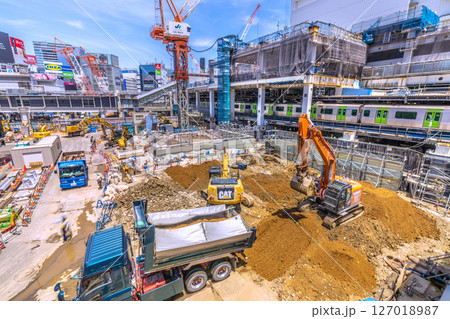 日本の東京都市景観 消滅…さよなら渋谷駅西口。中央のビルの解体で、山手線が一望…＝令和7年6月7日 127018987