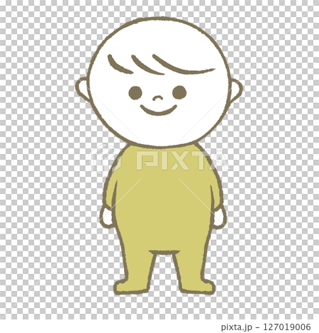 站立的嬰兒微笑著黃色 站立的嬰兒微笑著黃色 127019006