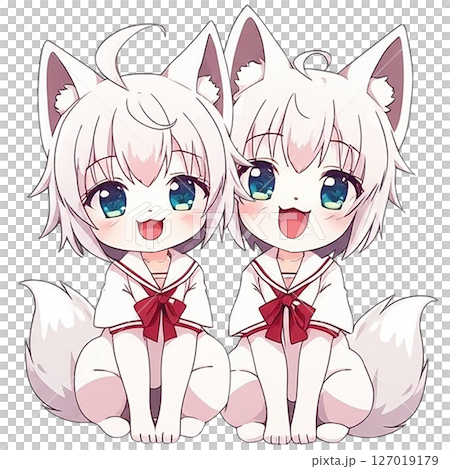 Cute two-headed illustration of the zodiac sign of the dog 127019179
