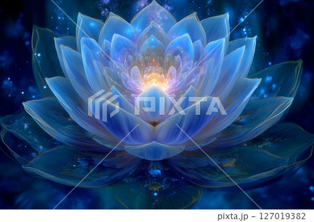 幻想的に輝く蓮の花のデジタルアート 幻想的に輝く蓮の花のデジタルアート 127019382