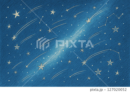 天の川と流星群のイラスト 127020052