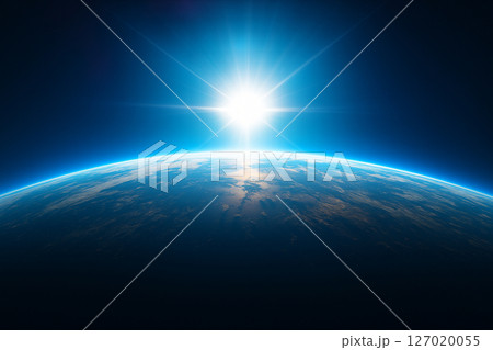 青い宇宙に浮かぶ地球 127020055