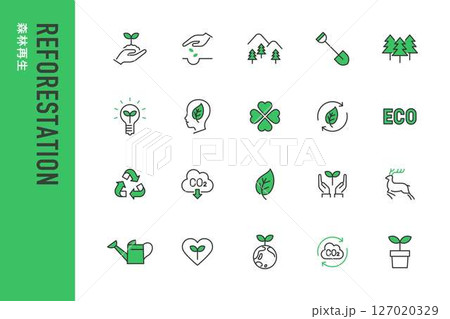 森林再生のシンプルなラインアイコン 127020329