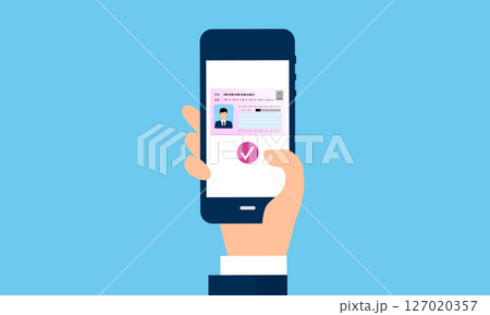 マイナンバーを搭載したスマホのイメージイラスト 127020357