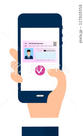 マイナンバーを搭載したスマホのイメージイラスト 127020358