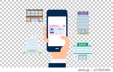 マイナンバーを搭載したスマホを使用するイメージイラスト 127020360