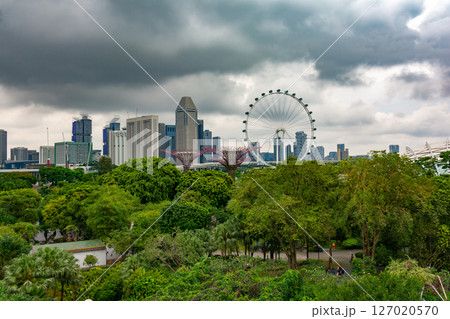 SINGAPORE - April 8 2025: View of Gardens by the Bay and Marina Bay Sands in Singapore SINGAPORE - April 8 2025: View of Gardens by the Bay and Marina Bay Sands in Singapore 127020570