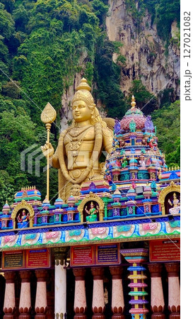 Gombak, Selangor Malaysia: April 18 2025: Batu Caves and the Murugan statue (The Hindu god of war ) also known as Kartikeya , Skanda, Subrahmanya and Shanmukha. Gombak, Selangor Malaysia: April 18 2025: Batu Caves and the Murugan statue (The Hindu god of war ) also known as Kartikeya , Skanda, Subrahmanya and Shanmukha. 127021082