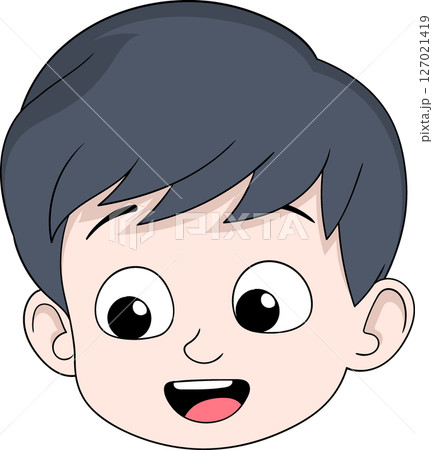 Cheerful Smiling Cartoon Boy Face Illustration 127021419