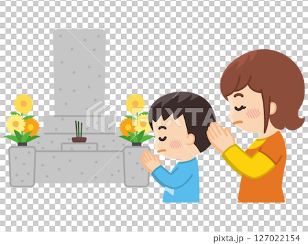 父母和孩子們一起掃墓 父母和孩子們一起掃墓 127022154