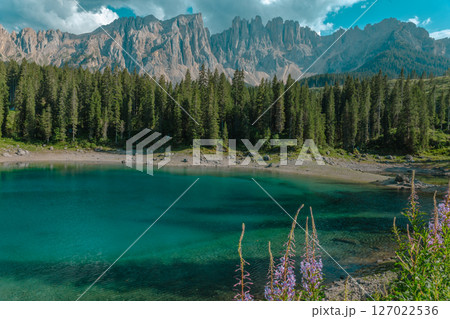small alpine lake in the Dolomites small alpine lake in the Dolomites 127022536