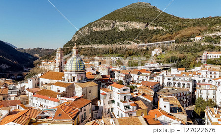 Vietri sul Mare with Colorful Rooftops and Dome 127022676